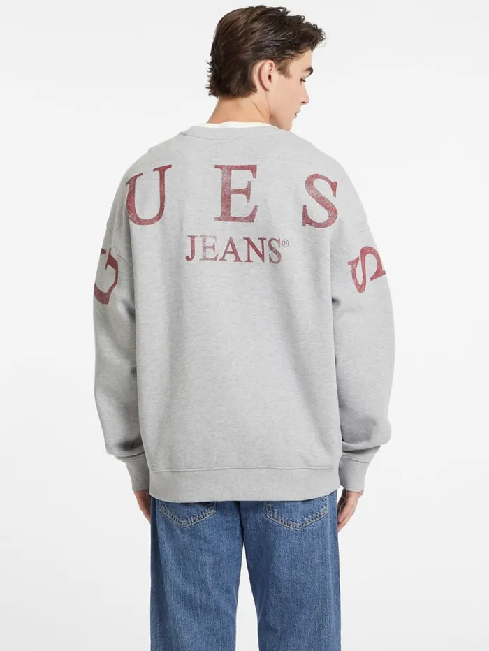 GUESS Hoodies and Sweaters Macro Logo Crewneck Sweatshirt Brown 8211 Men