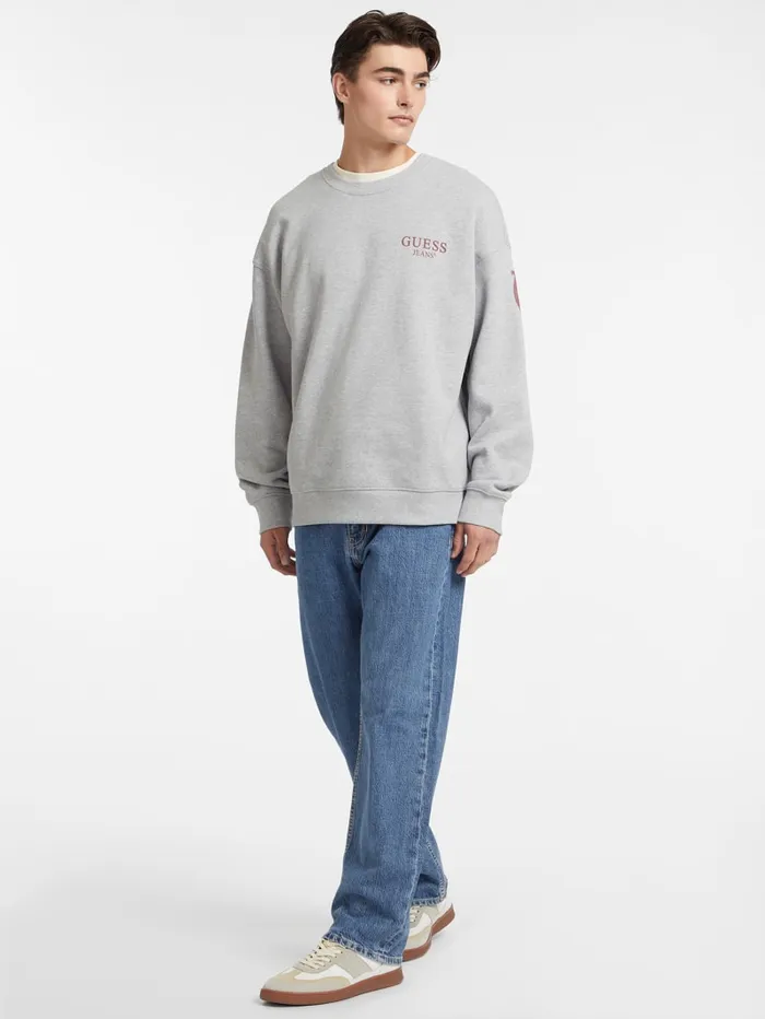 GUESS Hoodies and Sweaters Macro Logo Crewneck Sweatshirt Brown 8211 Men