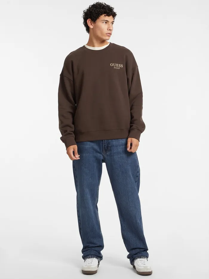 GUESS Hoodies and Sweaters Macro Logo Crewneck Sweatshirt Brown 8211 Men