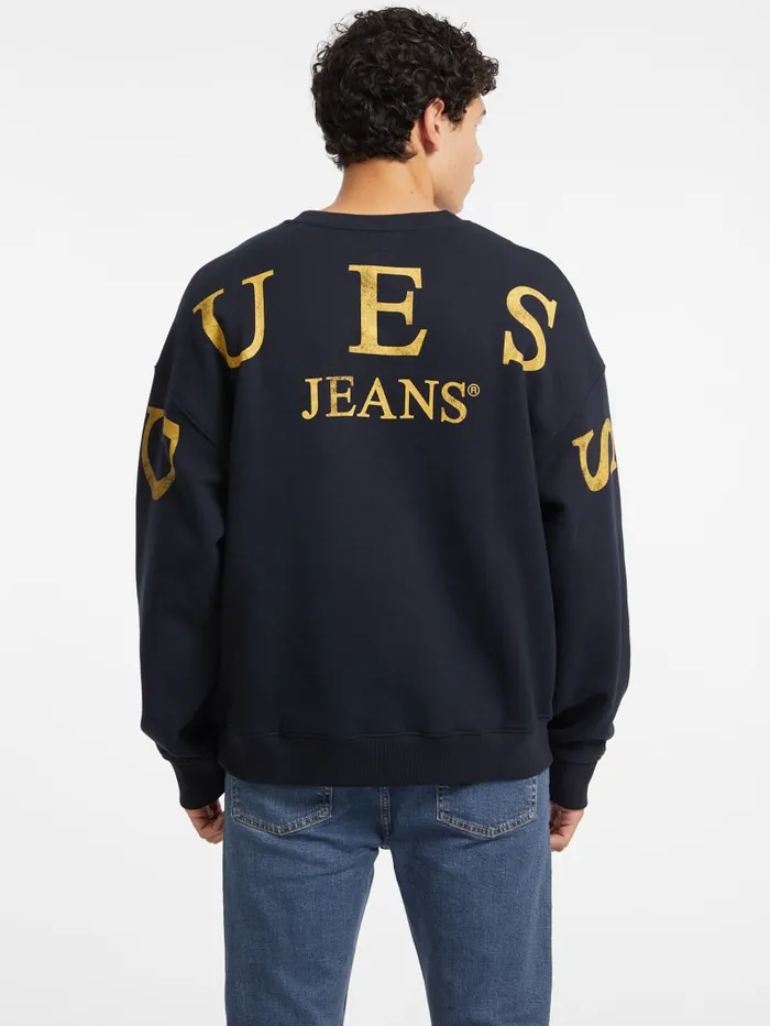 GUESS Hoodies and Sweaters Macro Logo Crewneck Sweatshirt Brown 8211 Men