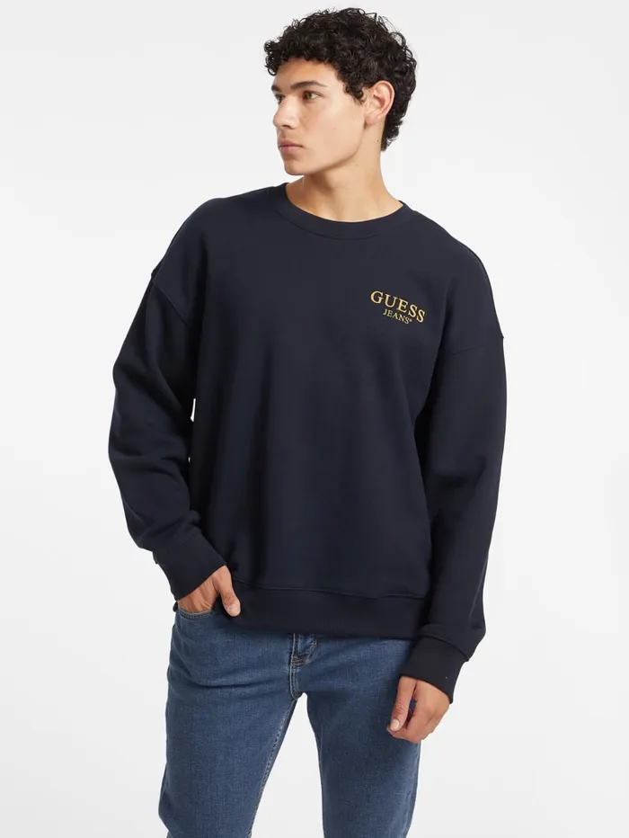 GUESS Hoodies and Sweaters Macro Logo Crewneck Sweatshirt Brown 8211 Men