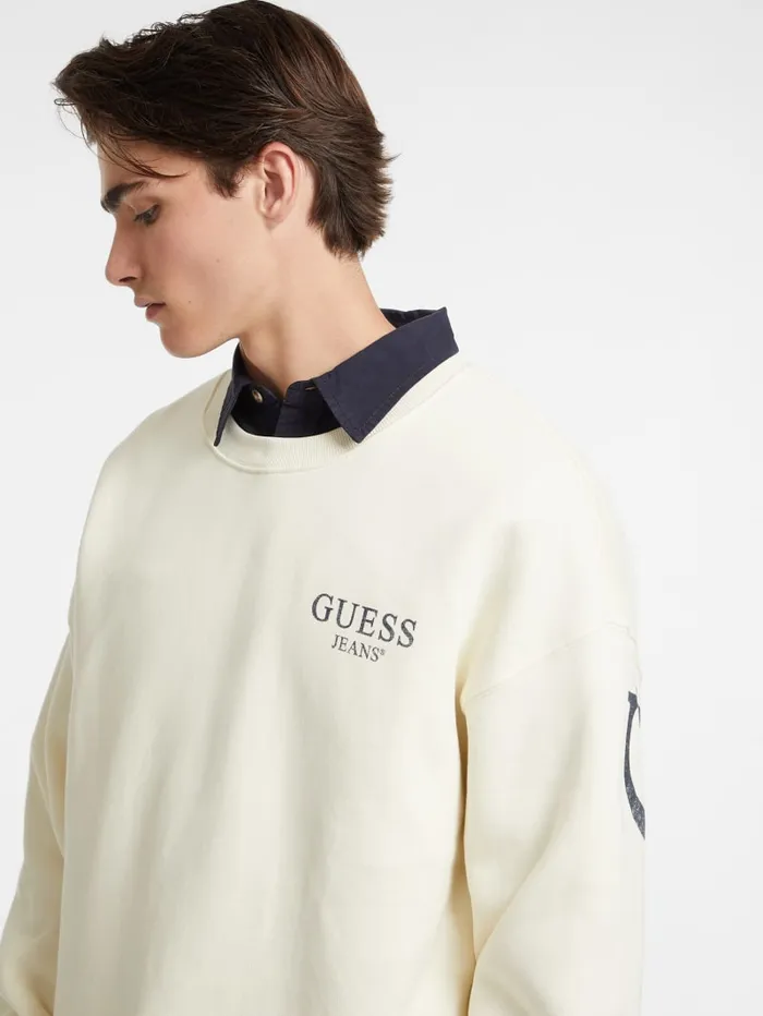 GUESS Hoodies and Sweaters Macro Logo Crewneck Sweatshirt Brown 8211 Men