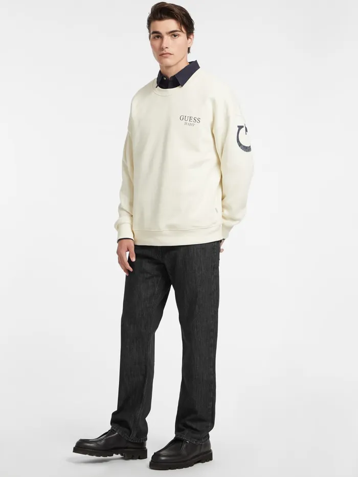 GUESS Hoodies and Sweaters Macro Logo Crewneck Sweatshirt Brown 8211 Men