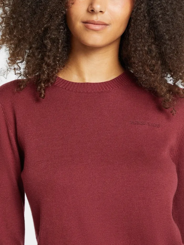 GUESS Hoodies and Sweaters Silk And WoolBlend Crew Logo Sweater Red 8211 Women