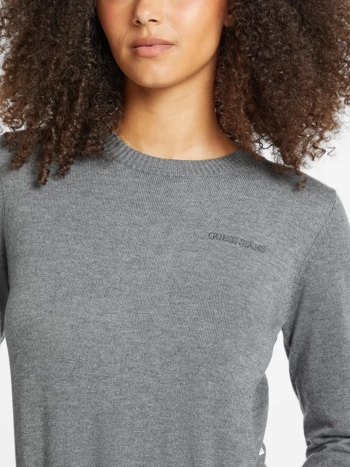 GUESS Hoodies and Sweaters Silk And WoolBlend Crew Logo Sweater Red 8211 Women