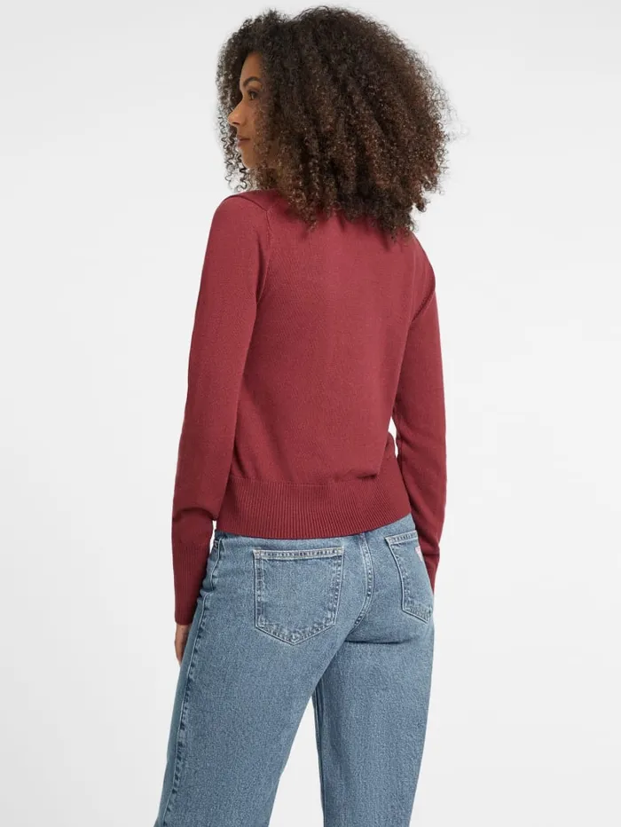 GUESS Hoodies and Sweaters Silk And WoolBlend Crew Logo Sweater Red 8211 Women