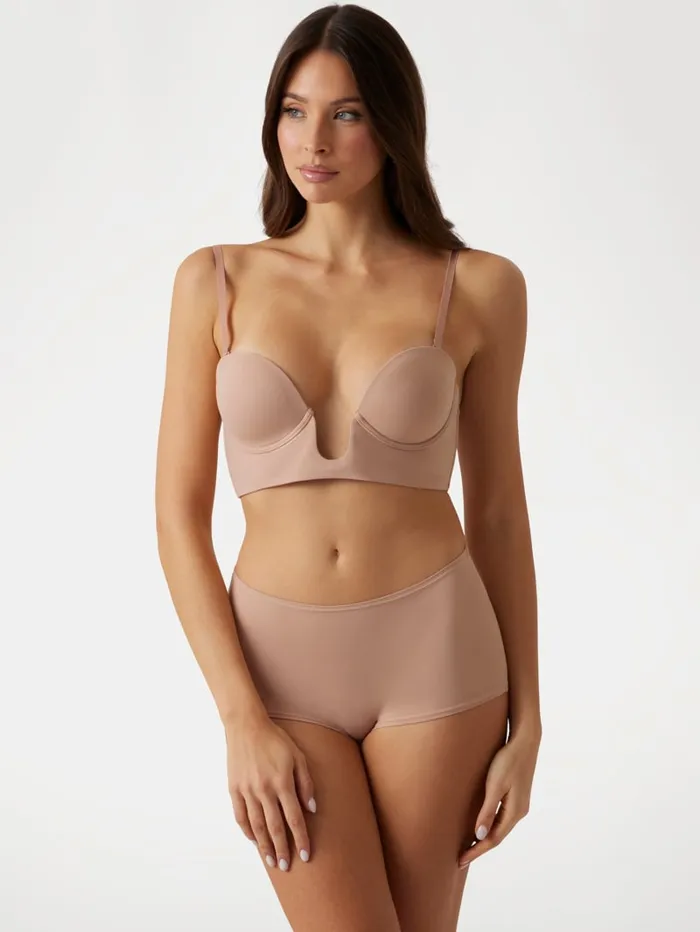 GUESS Intimates Eveline Deep Plunge Bra Brown 8211 Women