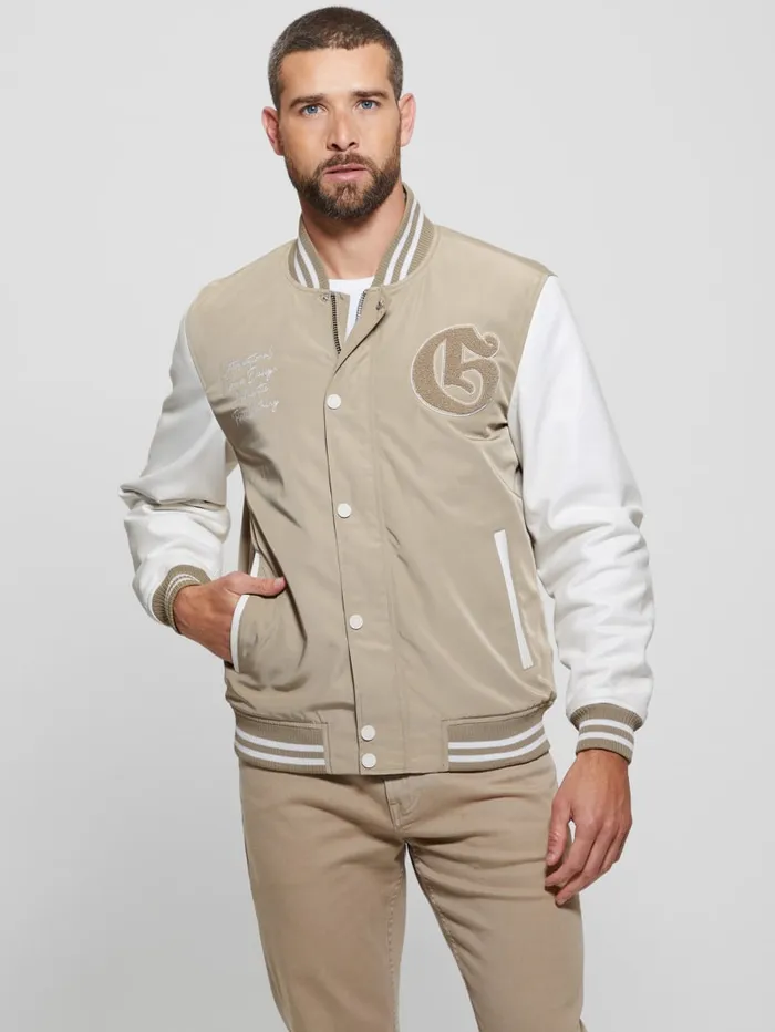 GUESS Jackets and Coats ColorBlock Varsity Jacket Blue 8211 Men