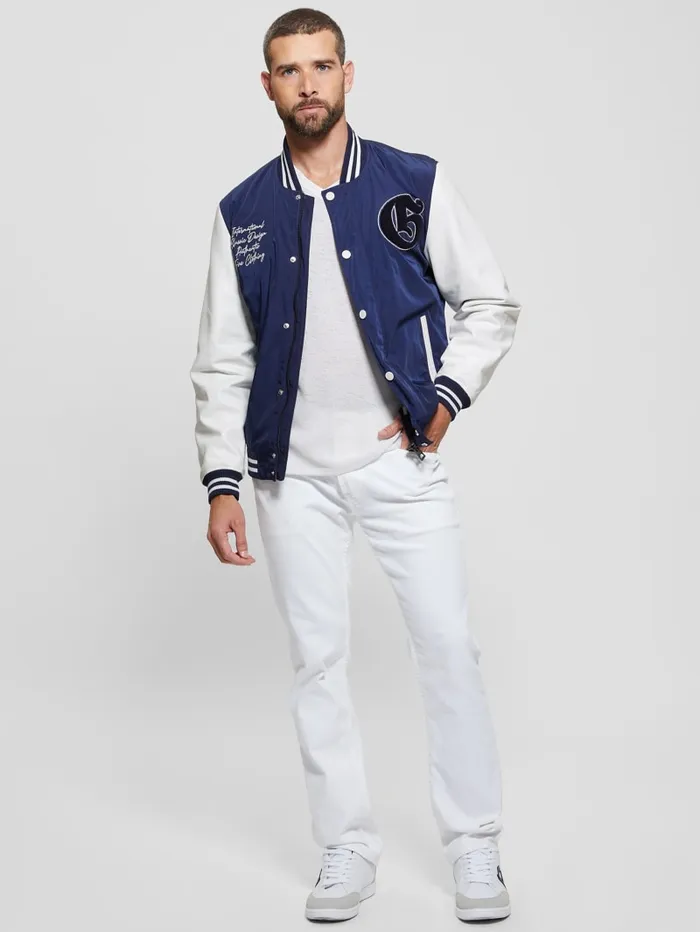 GUESS Jackets and Coats ColorBlock Varsity Jacket Blue 8211 Men