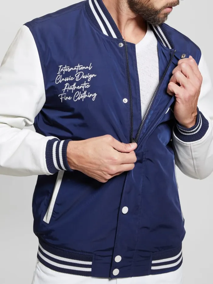 GUESS Jackets and Coats ColorBlock Varsity Jacket Blue 8211 Men