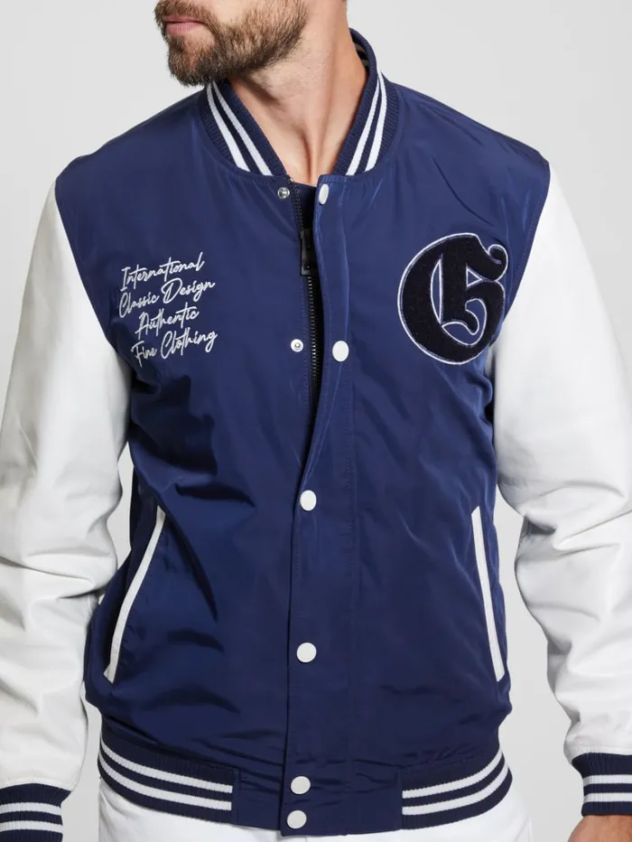 GUESS Jackets and Coats ColorBlock Varsity Jacket Blue 8211 Men