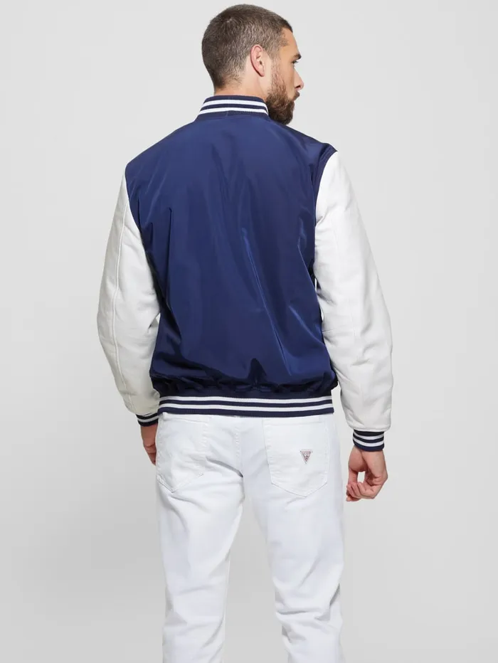GUESS Jackets and Coats ColorBlock Varsity Jacket Blue 8211 Men