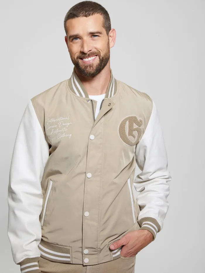 GUESS Jackets and Coats ColorBlock Varsity Jacket Blue 8211 Men