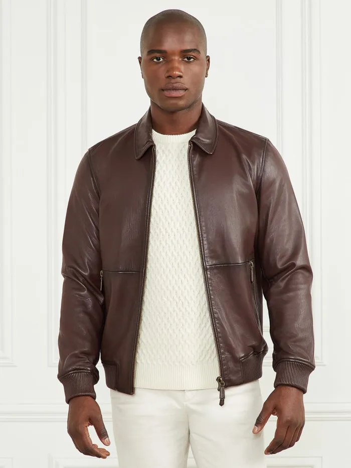 GUESS Jackets and Coats Dark Edges Leather Jacket Brown 8211 Men