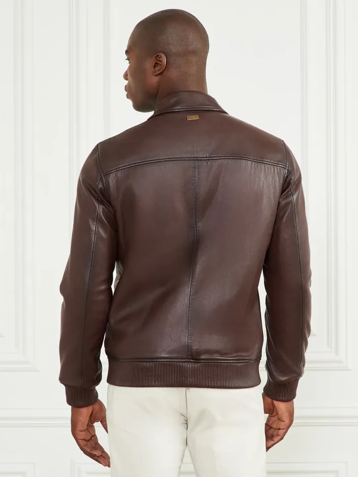 GUESS Jackets and Coats Dark Edges Leather Jacket Brown 8211 Men