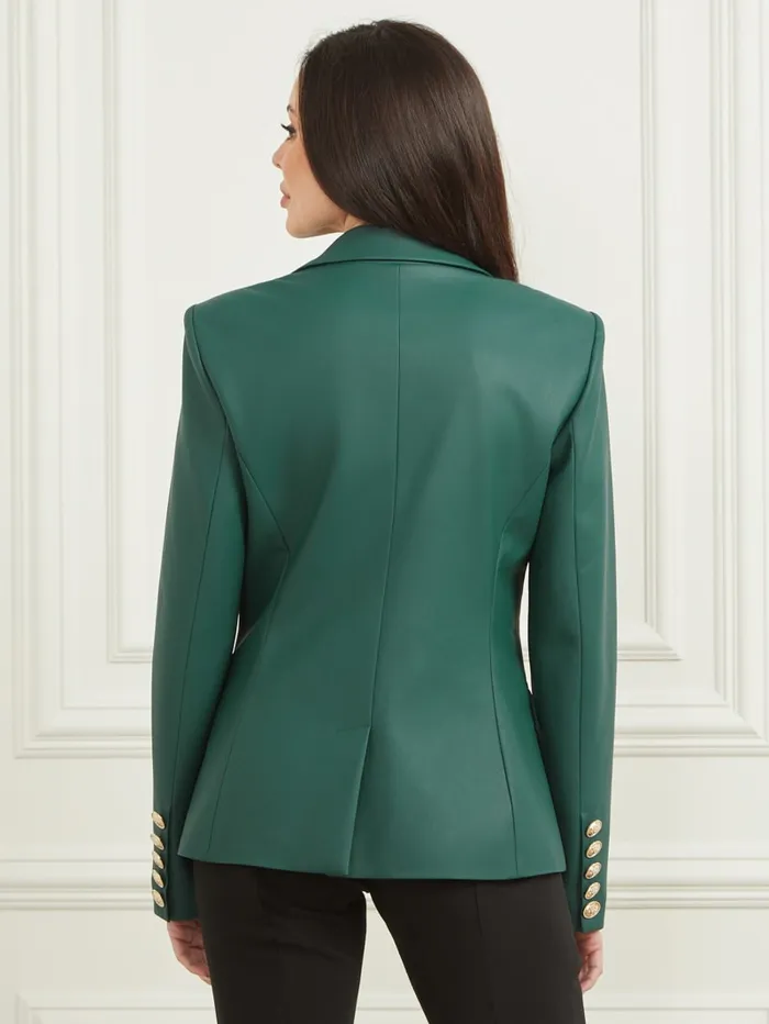 GUESS Jackets and Coats Pamela FauxLeather Blazer Green 8211 Women