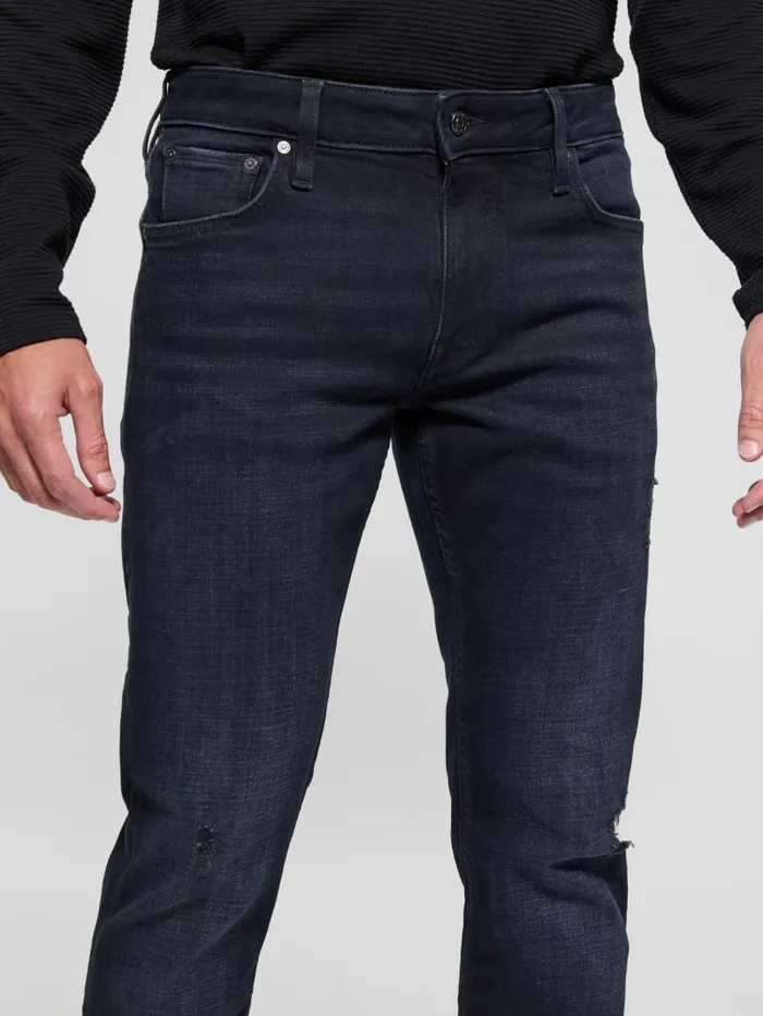 GUESS Jeans and Denim Eco Finnley Distressed Tapered Jeans Blue 8211 Men