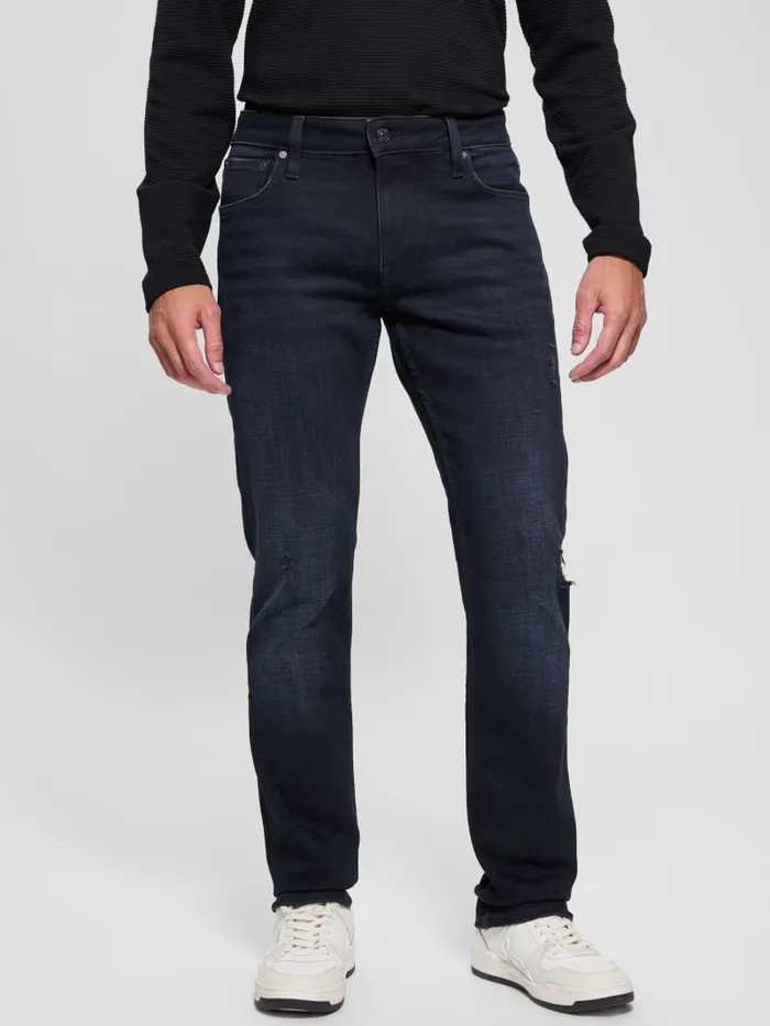 GUESS Jeans and Denim Eco Finnley Distressed Tapered Jeans Blue 8211 Men