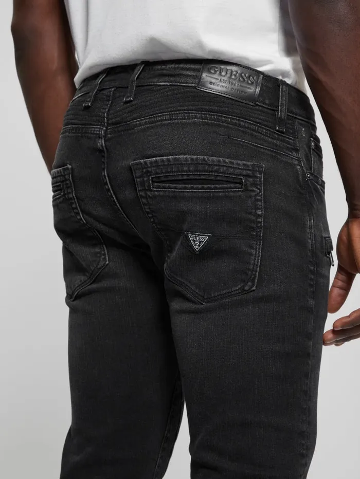 GUESS Jeans and Denim Eco Finnley Zippered Tapered Jeans Black 8211 Men