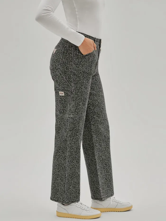 GUESS Jeans and Denim Originals Composition Print Carpenter Jeans Beige 8211 Women