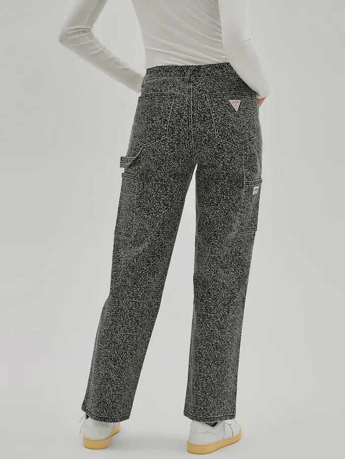 GUESS Jeans and Denim Originals Composition Print Carpenter Jeans Beige 8211 Women
