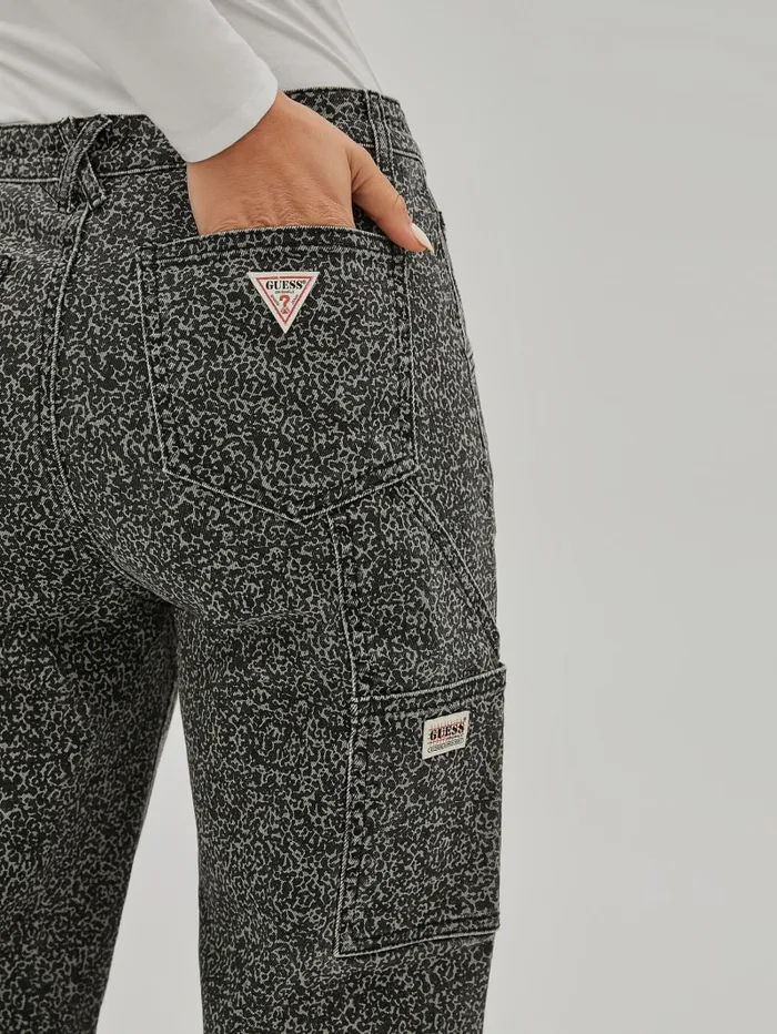 GUESS Jeans and Denim Originals Composition Print Carpenter Jeans Beige 8211 Women