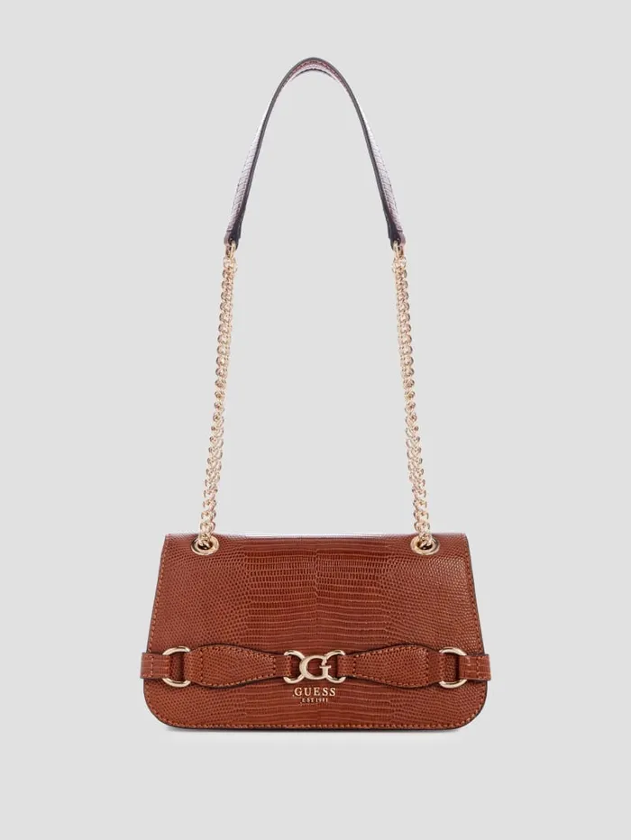 GUESS Sale Arlena Lizard Convertible Crossbody Brown 8211 Women