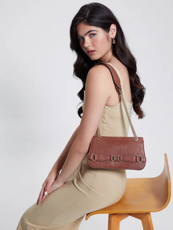 GUESS Sale Arlena Lizard Convertible Crossbody Brown 8211 Women