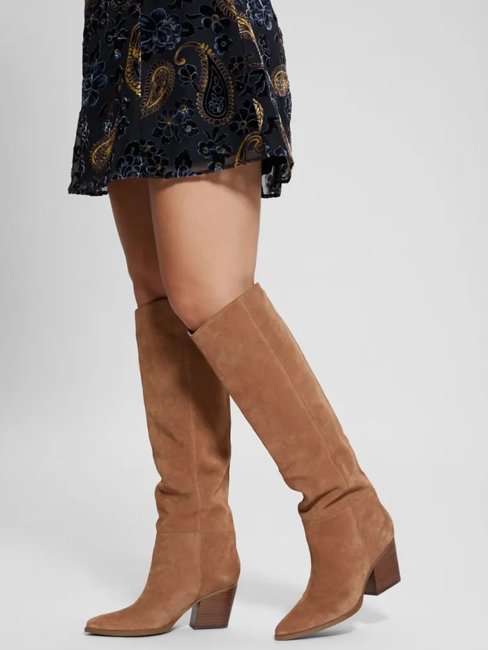 GUESS Sale Dolita Suede KneeHigh Boots Brown 8211 Women