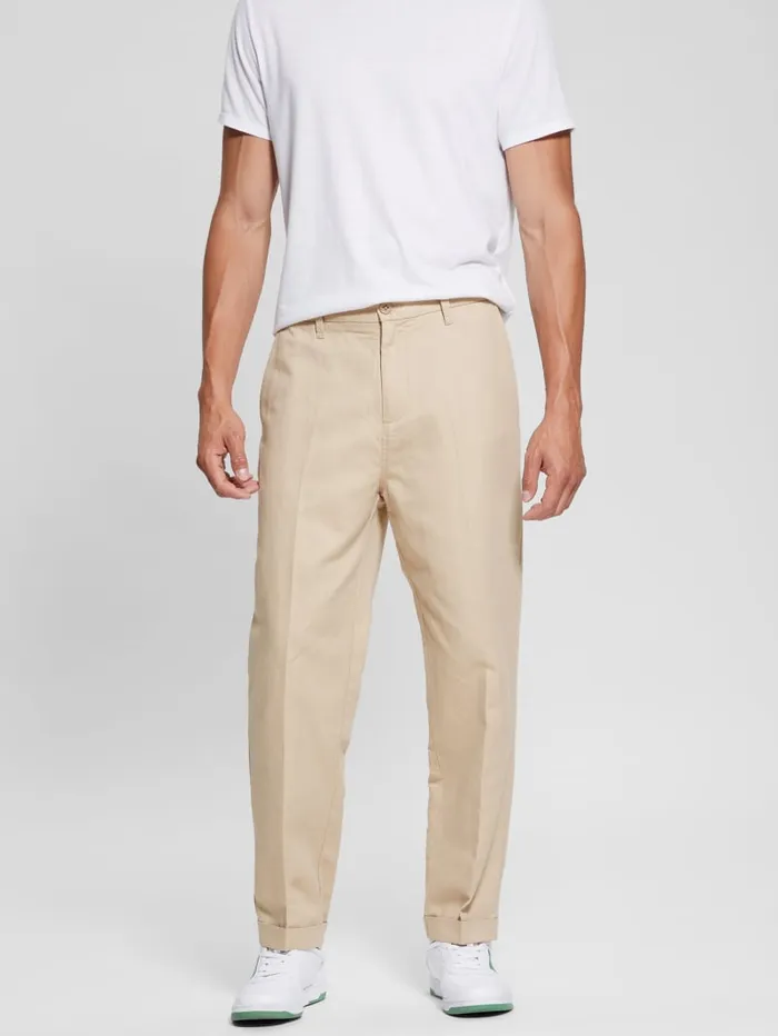 GUESS Sale Eco Clement Twill Cropped Chino Pants Beige 8211 Men