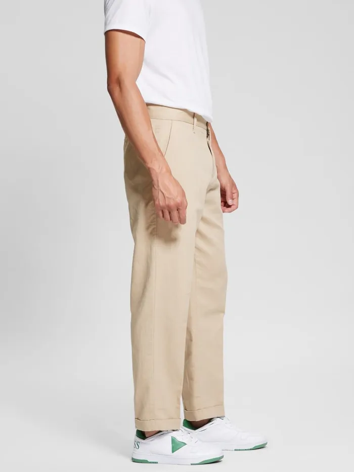 GUESS Sale Eco Clement Twill Cropped Chino Pants Beige 8211 Men