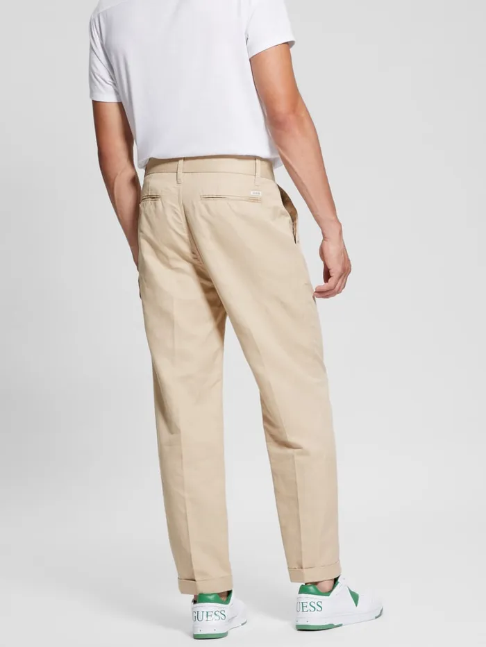 GUESS Sale Eco Clement Twill Cropped Chino Pants Beige 8211 Men