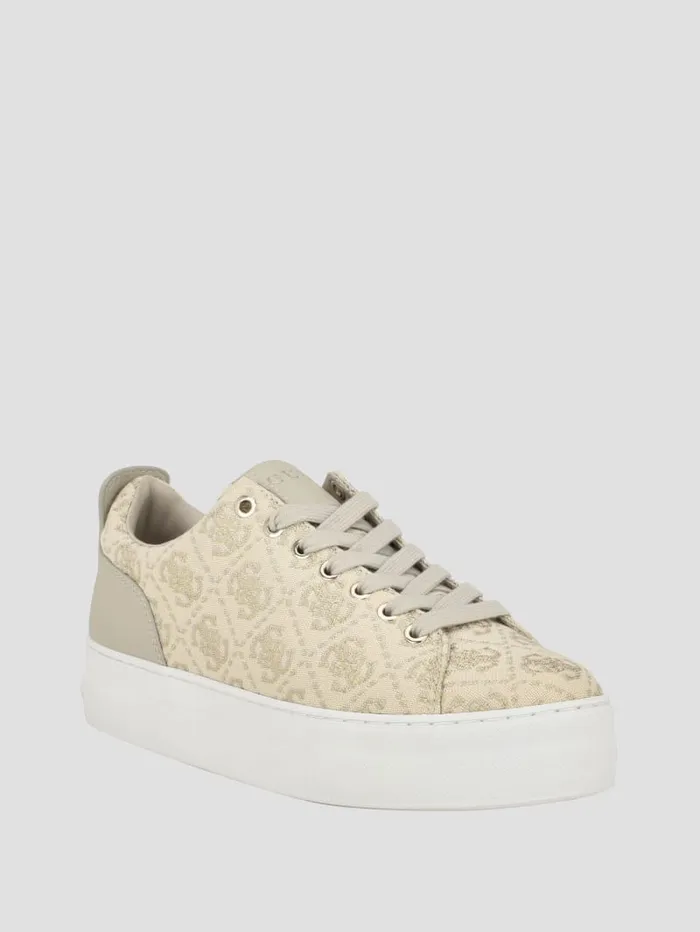 GUESS Sale Giaa Logo Print LowTop Sneakers Gold 8211 Women