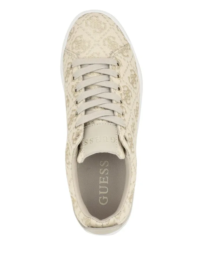GUESS Sale Giaa Logo Print LowTop Sneakers Gold 8211 Women