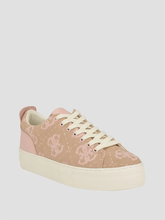 GUESS Sale Giaa Logo Print LowTop Sneakers Gold 8211 Women