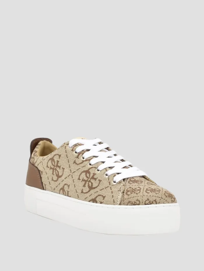 GUESS Sale Giaa Logo Print LowTop Sneakers Gold 8211 Women