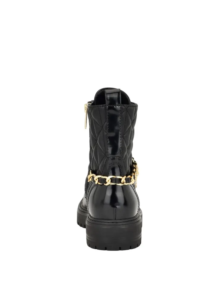 GUESS Sale Jellard Quilted Chain Moto Boots Brown 8211 Women