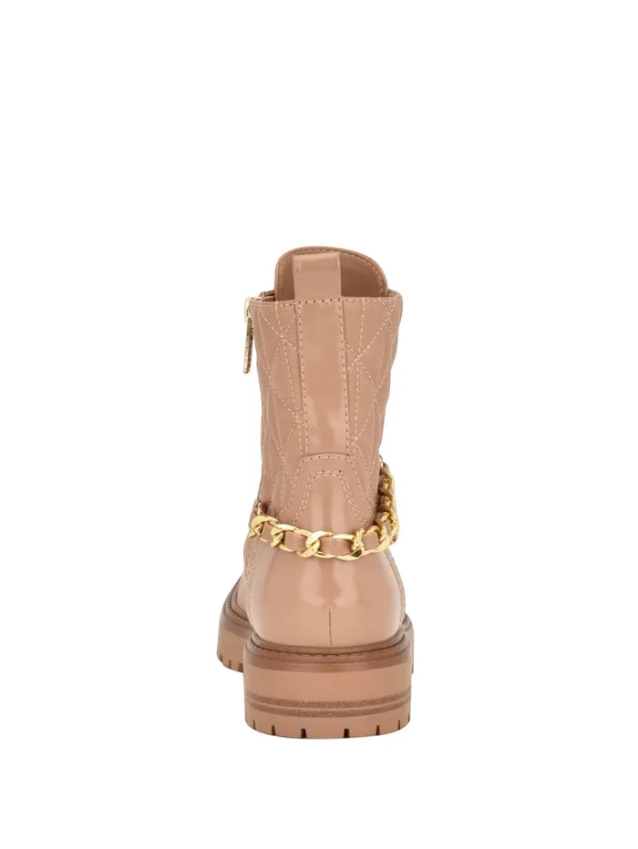 GUESS Sale Jellard Quilted Chain Moto Boots Brown 8211 Women