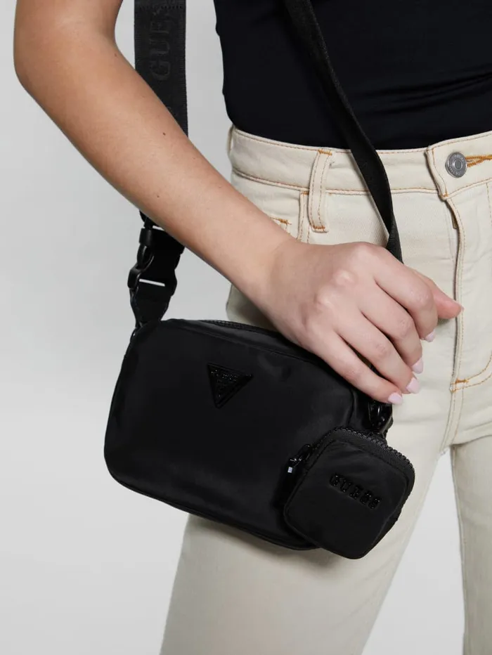 GUESS Sale Latona Nylon Sling Bag Black 8211 Women