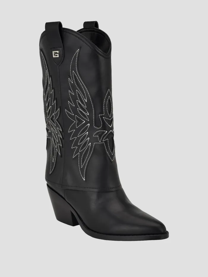 GUESS Sale Raegan FoldOver Cowboy Boots Black 8211 Women
