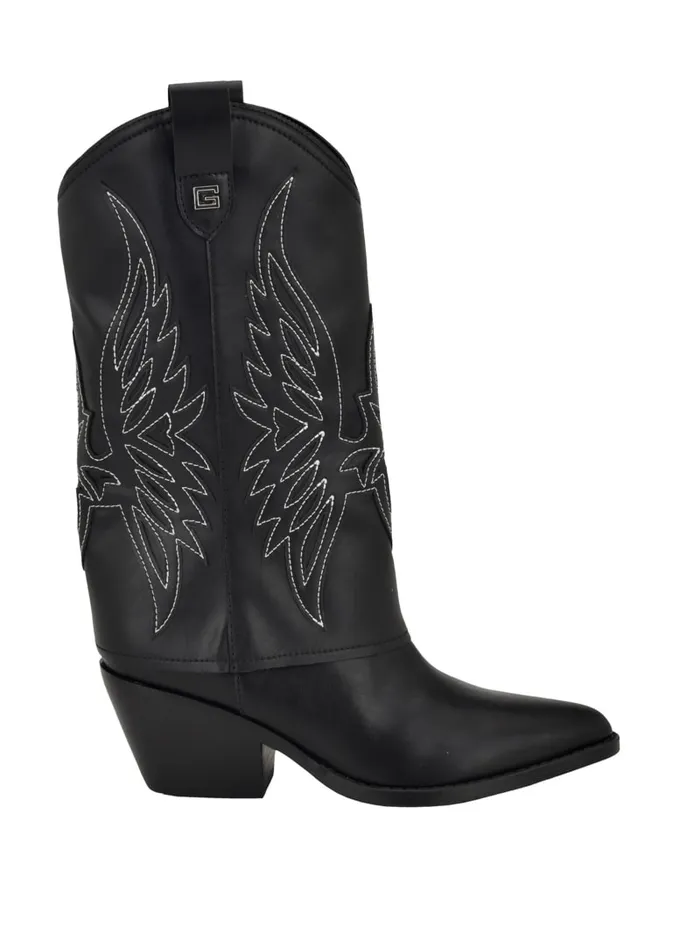 GUESS Sale Raegan FoldOver Cowboy Boots Black 8211 Women