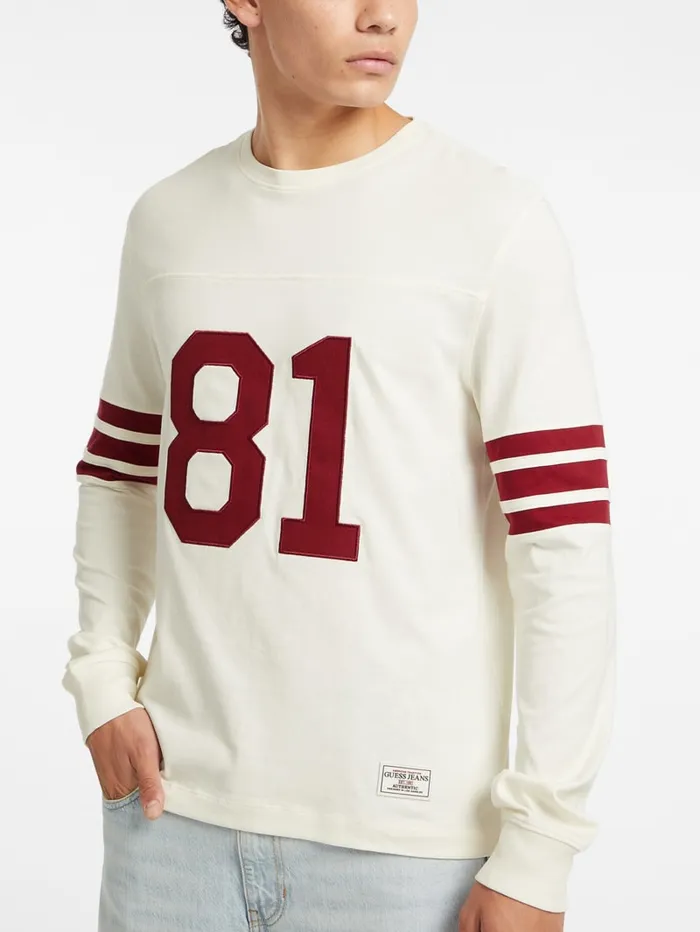 GUESS Shirts and Tees Number 81 Striped LongSleeve Tee White 8211 Men