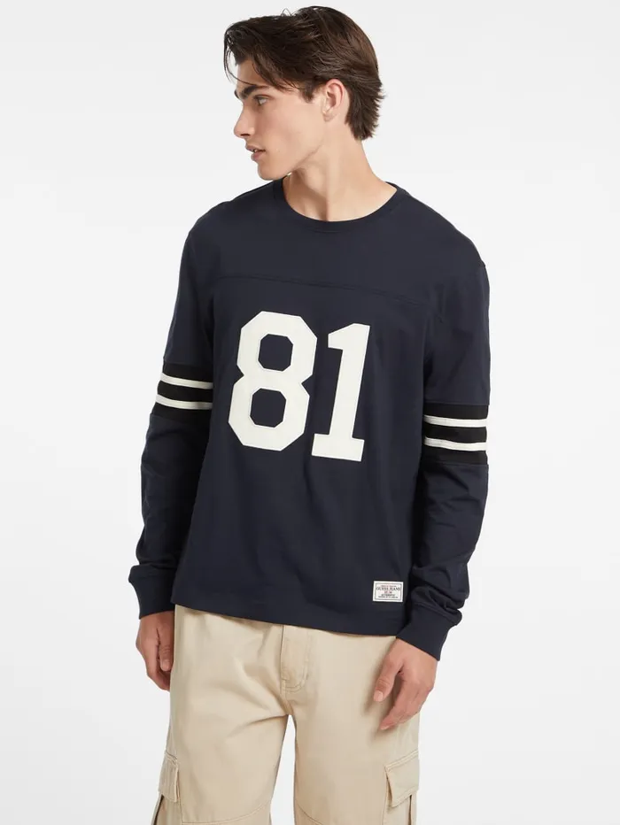 GUESS Shirts and Tees Number 81 Striped LongSleeve Tee White 8211 Men