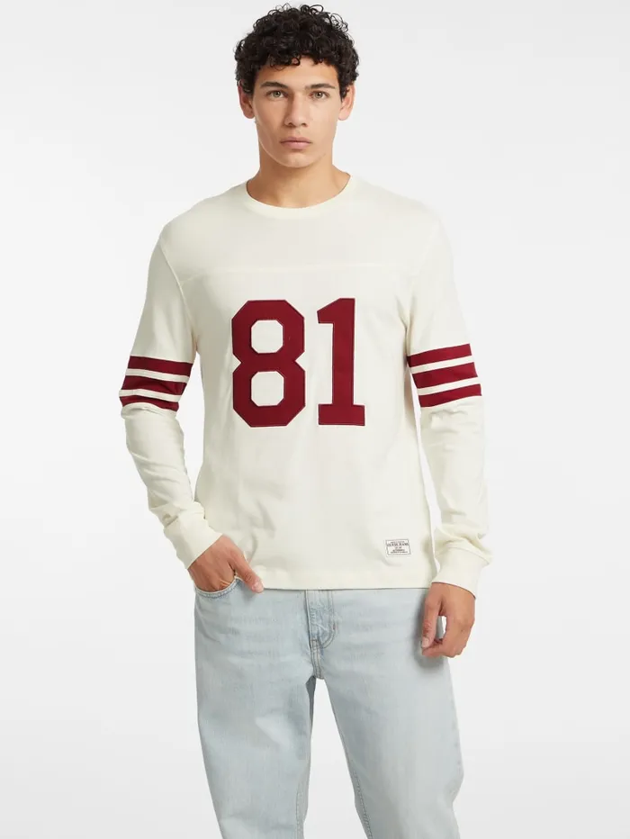 GUESS Shirts and Tees Number 81 Striped LongSleeve Tee White 8211 Men