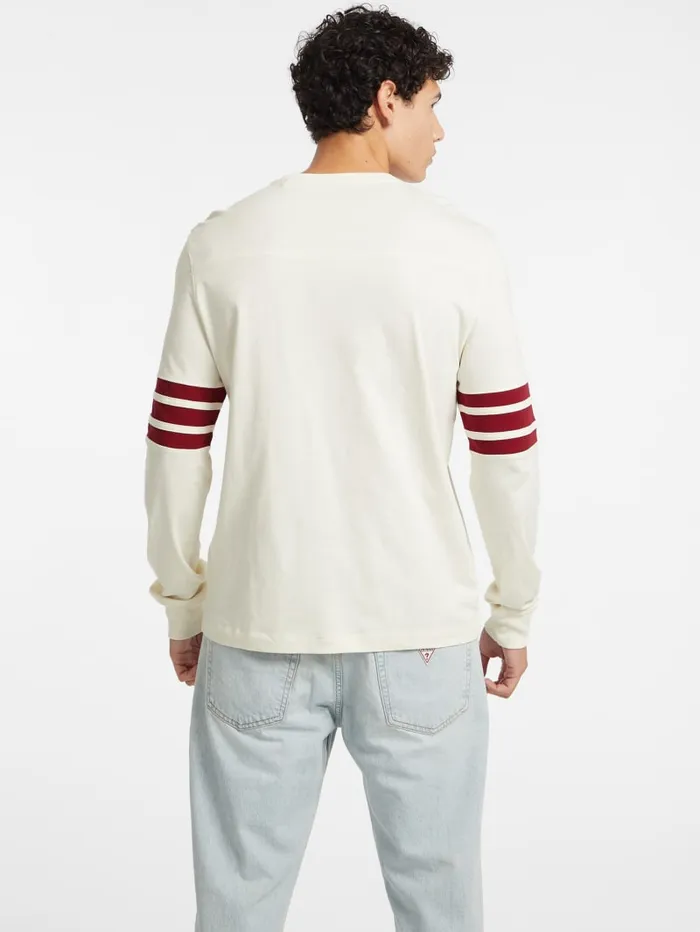 GUESS Shirts and Tees Number 81 Striped LongSleeve Tee White 8211 Men