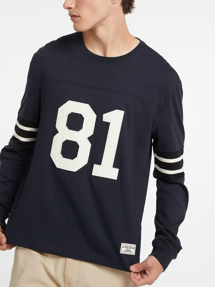 GUESS Shirts and Tees Number 81 Striped LongSleeve Tee White 8211 Men