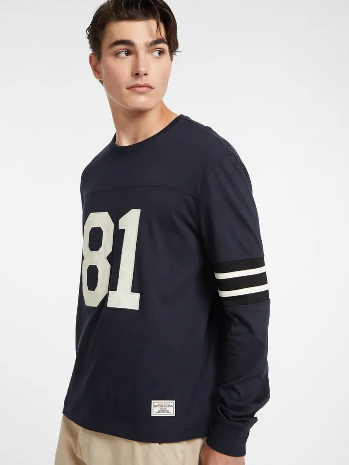 GUESS Shirts and Tees Number 81 Striped LongSleeve Tee White 8211 Men
