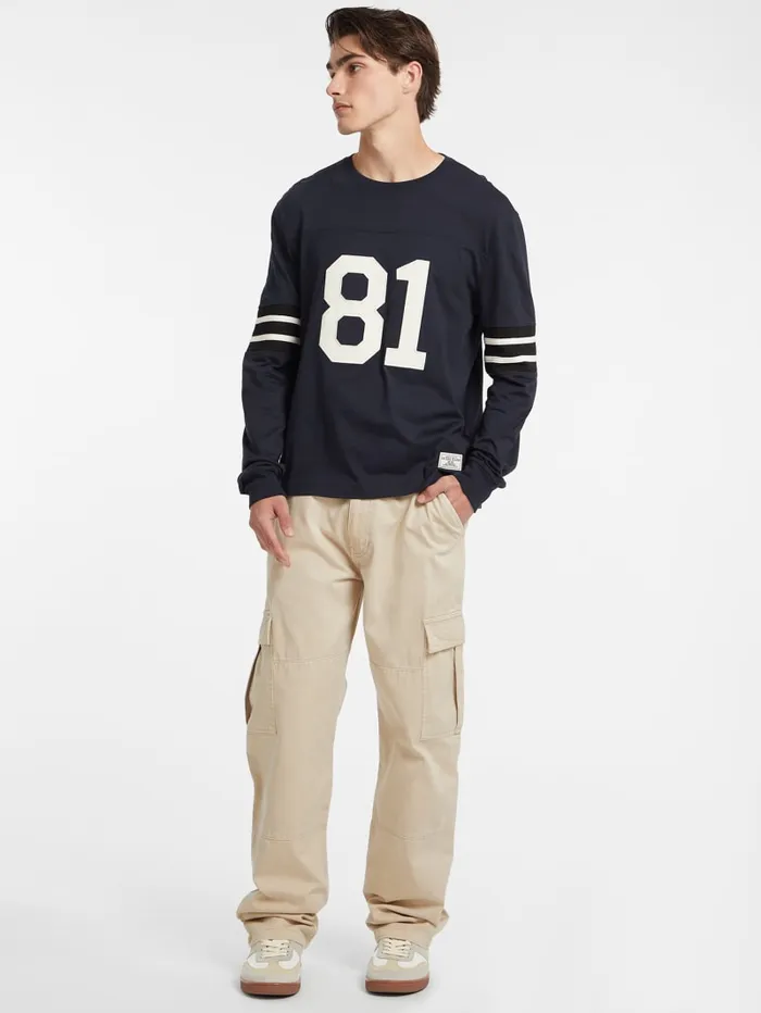 GUESS Shirts and Tees Number 81 Striped LongSleeve Tee White 8211 Men