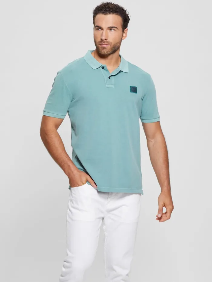GUESS Shirts Eco Washed Polo Green 8211 Men