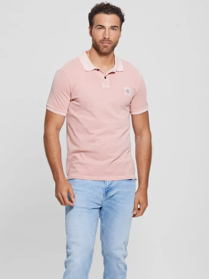 GUESS Shirts Eco Washed Polo Green 8211 Men